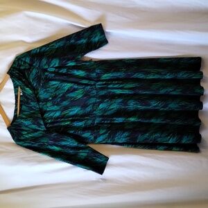 Leslie Fay Vibrant Green and Black Dress